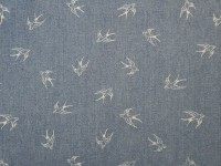 11005-705 ткань джинсовая с принтом Ласточки 25х35 см