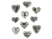 0014 Декоративные пуговицы Hearts Assorted Silver