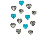 0181 Декоративные пуговицы Small Silver Hearts